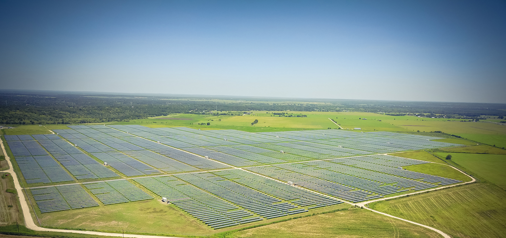 Aerial view of a Texas solar farm