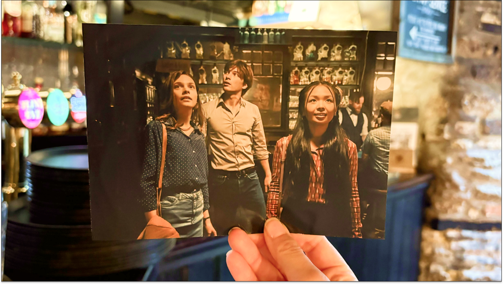 Postcard of Maxton Hall with a photograph of the occupation of Maxton Hall taken from a pub.
