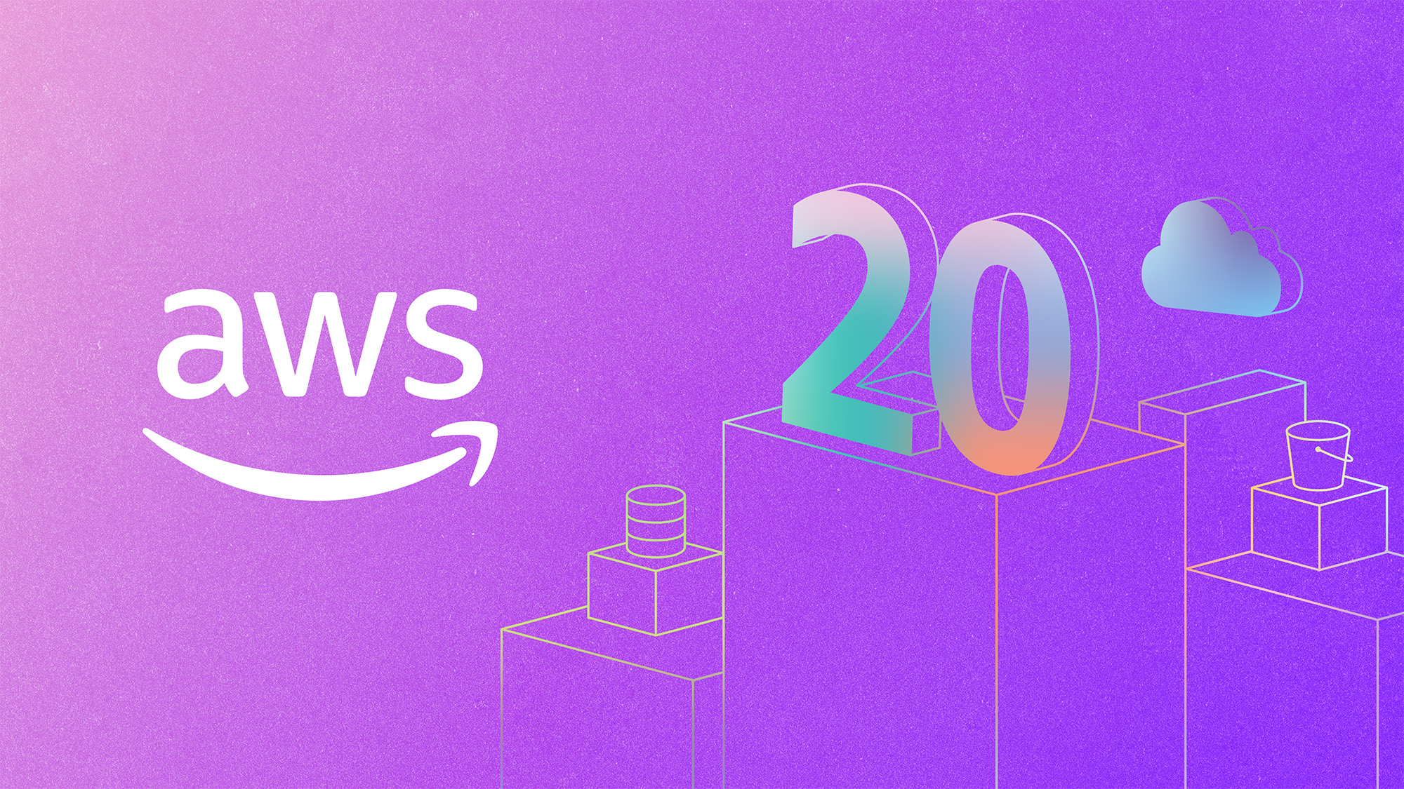 Illustration that states, "AWS 20"