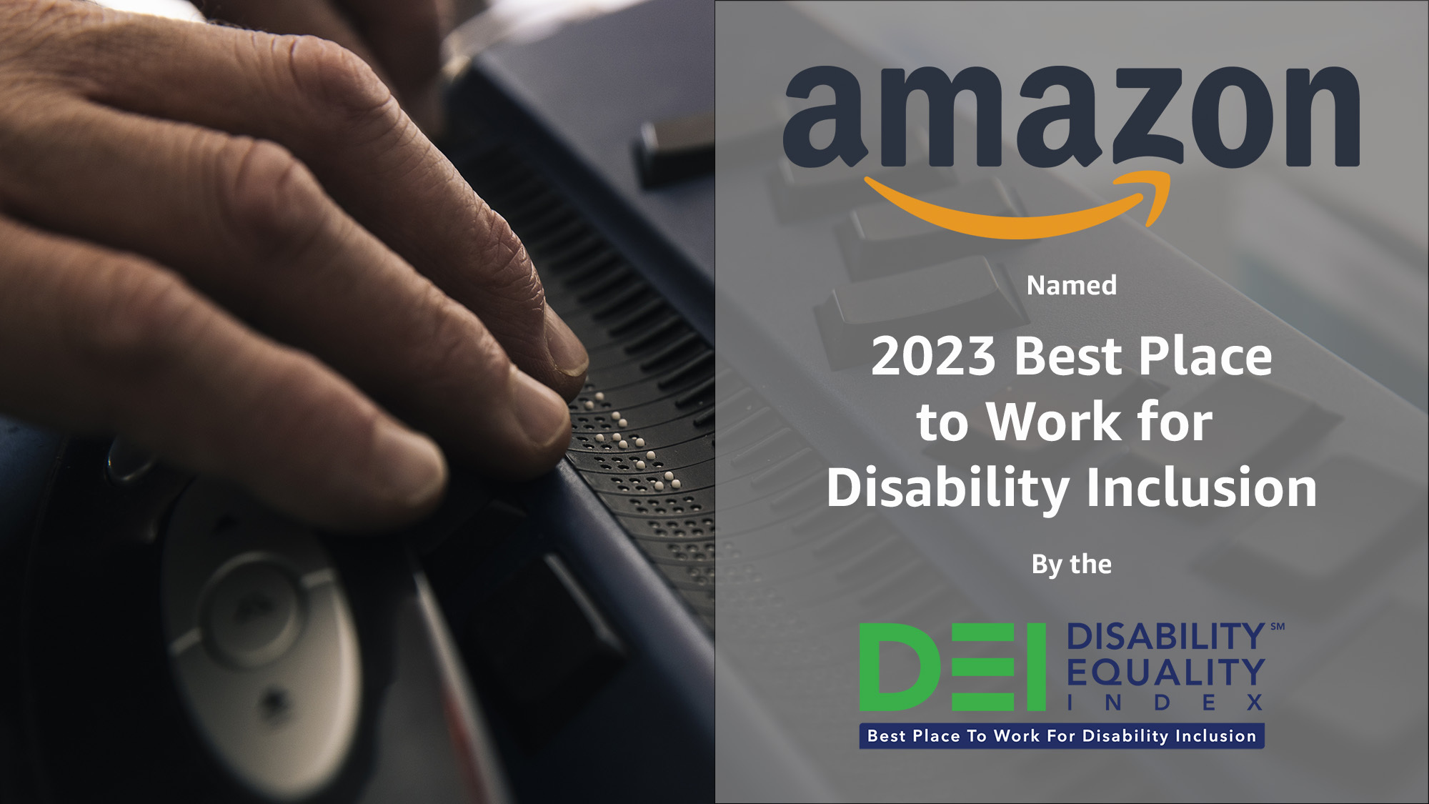 Updated graphic image of Amazon named 2023 Best Place to Work for Disability Inclusion.