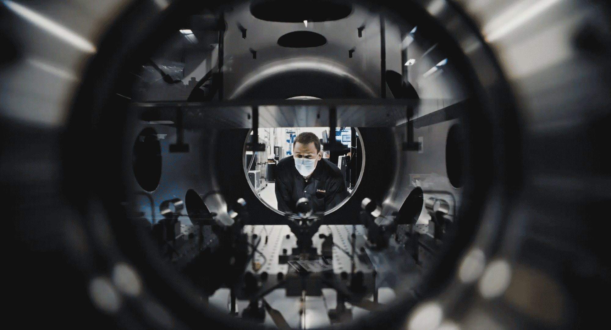 Image of employee at Amazon Leo satellite manufacturing facility