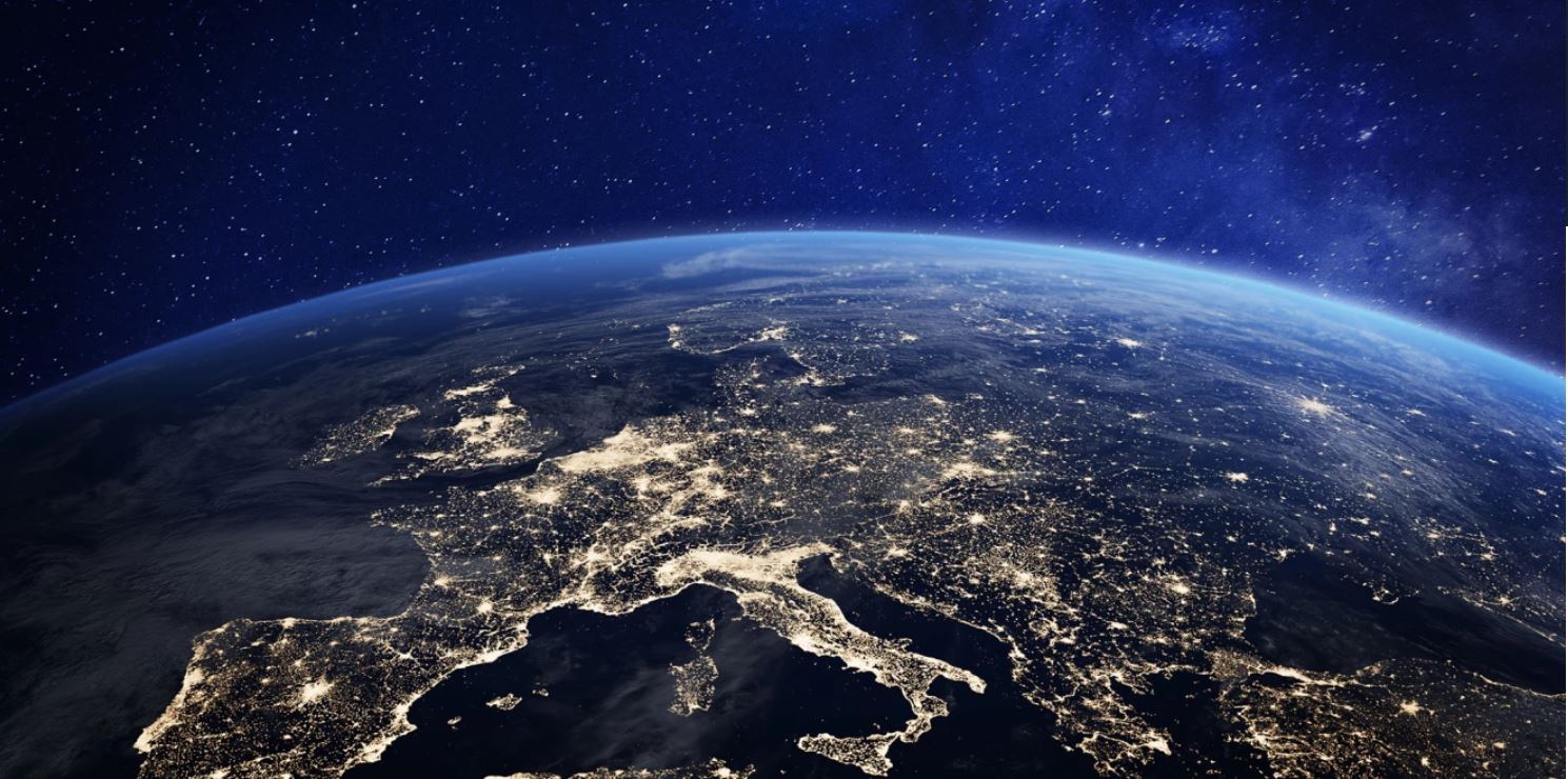 Die Weltkugel bei Nacht