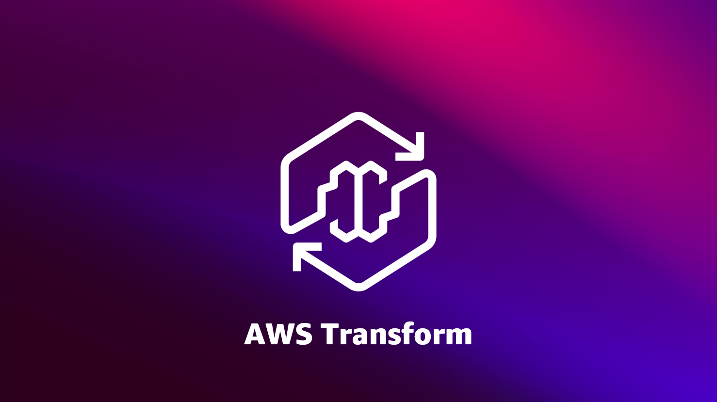 AWS Transform logo on vibrant purple gradient background