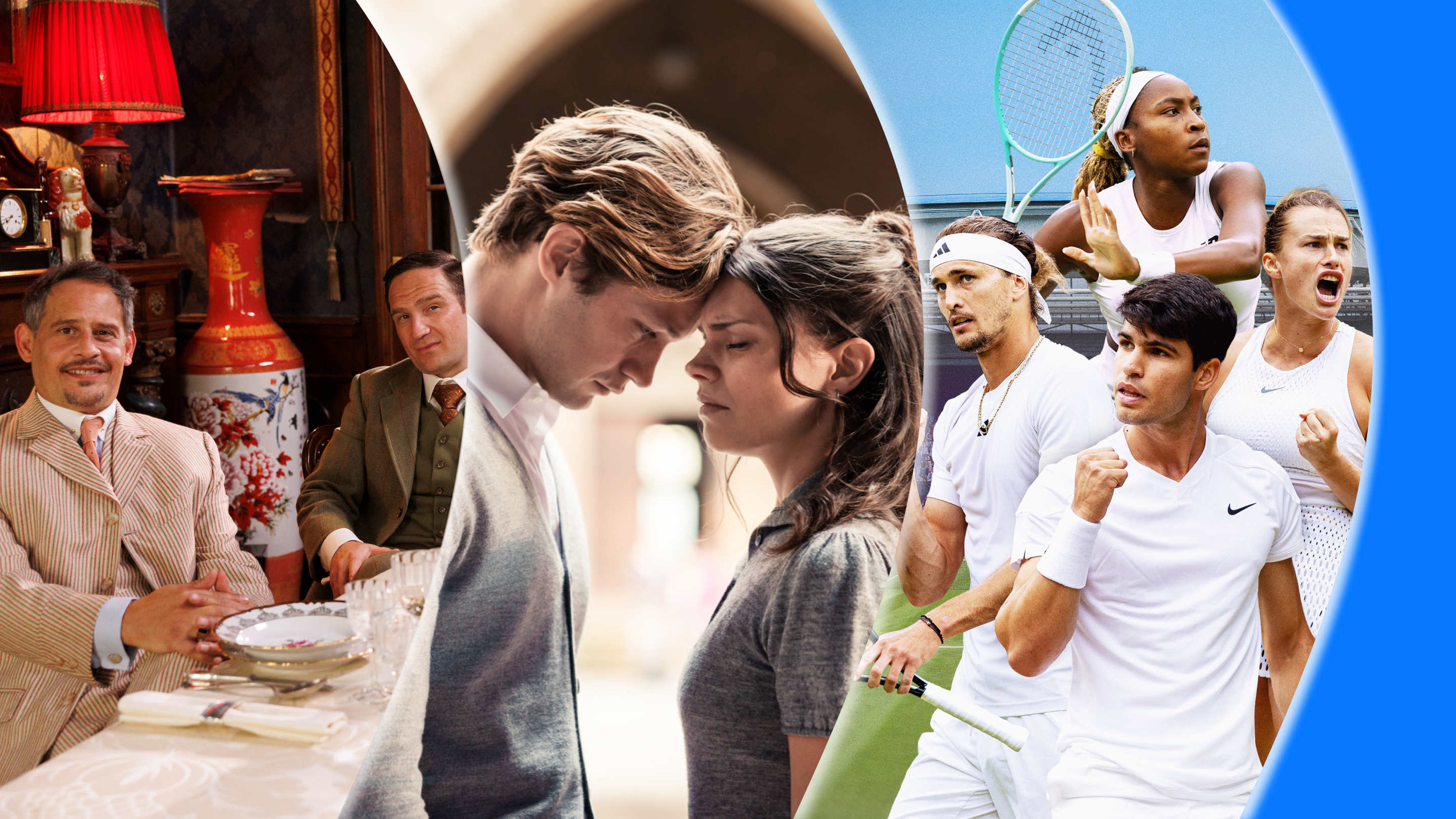 Auf dem Hero Build zu sehen: Moritz Bleibtreu in Dinner for Five, Maxton Hall Satffel 2, Wimbledon 2025 