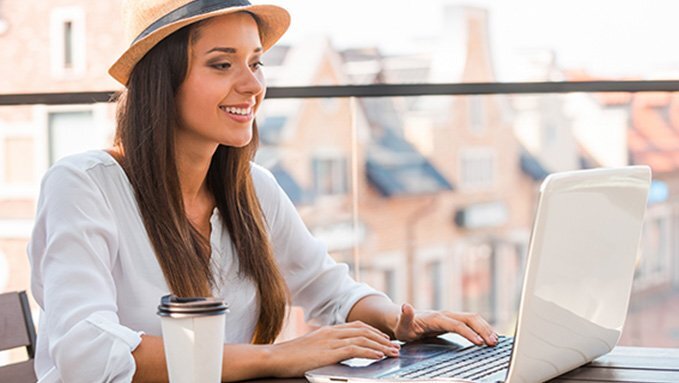 Woman working on her computer
