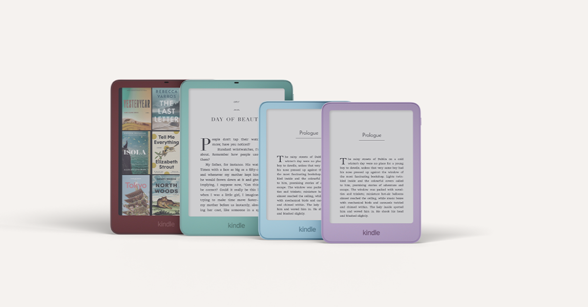 Amazon photo of the 2026 Kindle, Paperwhite and Colorsoft family