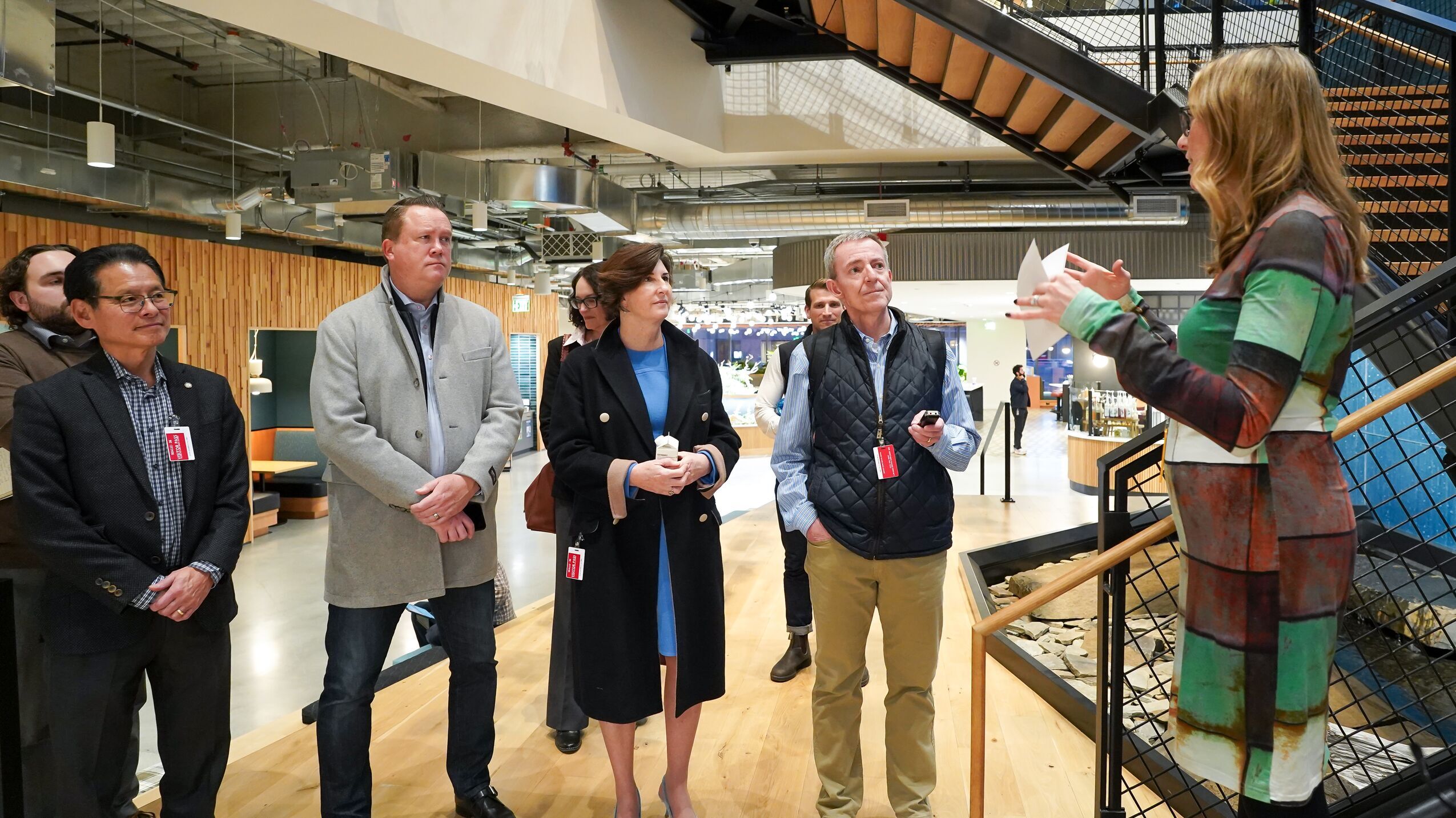 An image of Lynne Robinson, Mayor of the City of Bellevue, Washington, visiting Amazon's Sonic building.