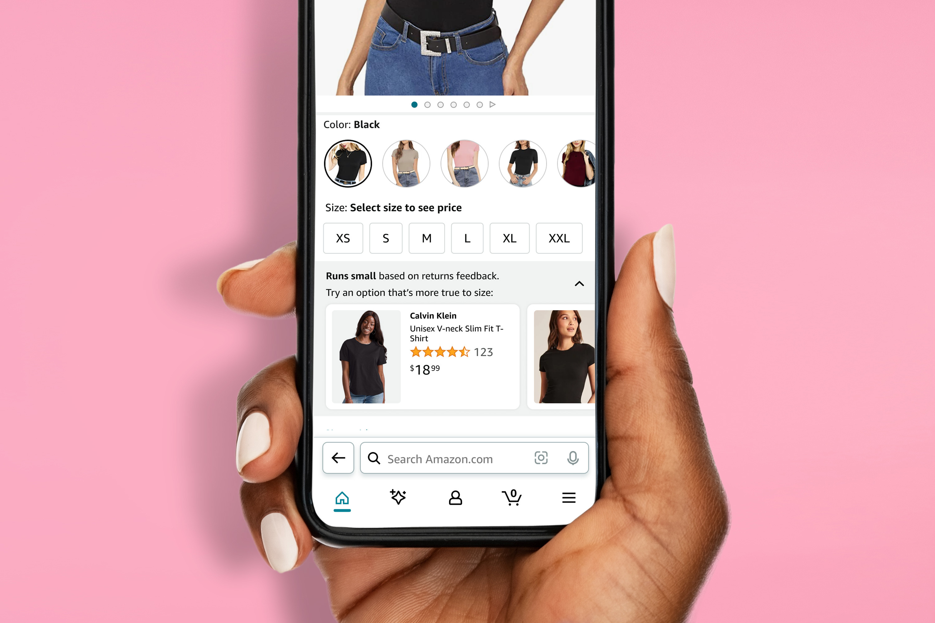 Customers using AI to find the best fit when shopping for Amazon Fashion.