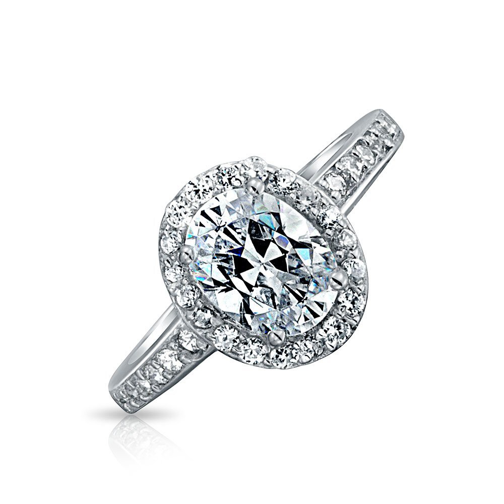 Bling Jewelry Sterling Silver Vintage Style 1.5ct Oval CZ Engagement Ring