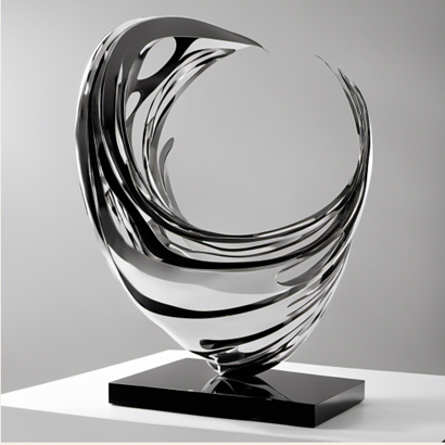 Image generated by Amazon Bedrock of a silver trophy, sitting atop of white pedastal