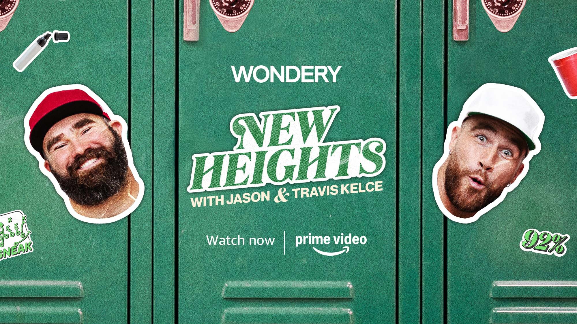 Promotional poster for 'New Heights' podcast on Prime Video