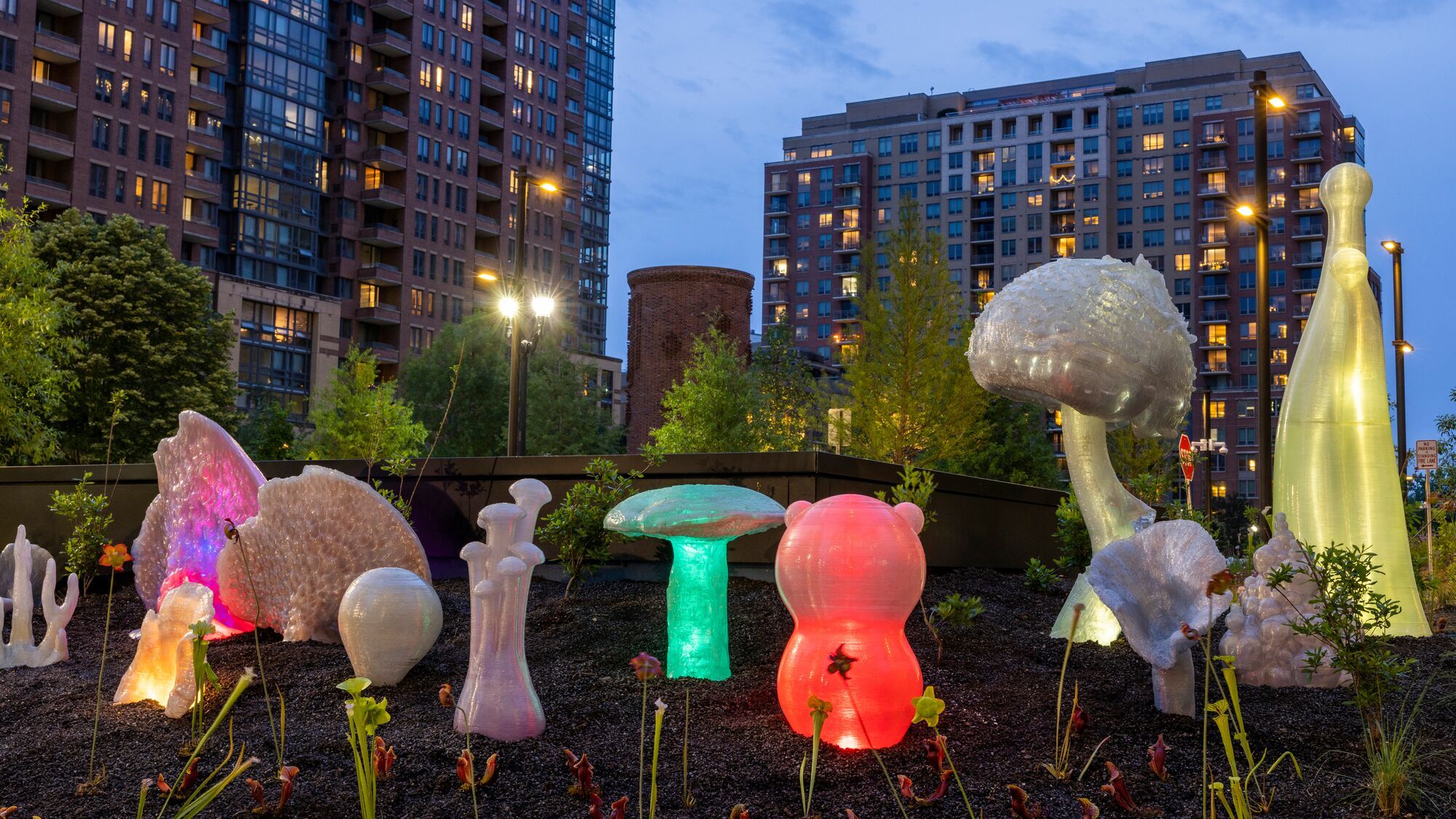 An image of an art installation at Amazon's second headquarters in Arlington, Virginia.