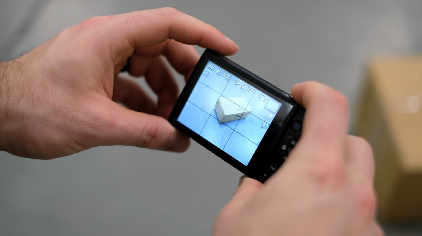 taking picture of a box
