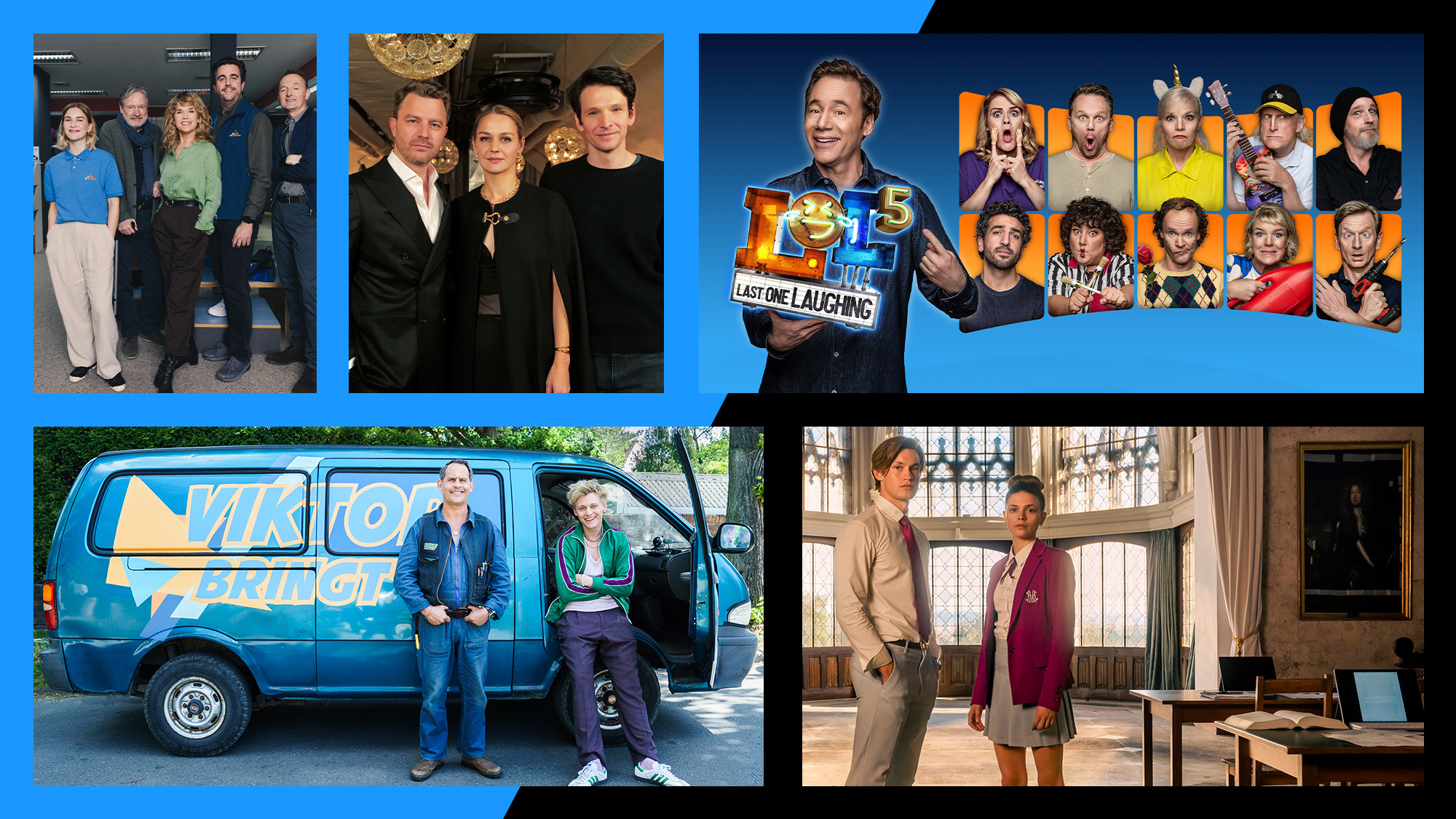 Titel-Collage mit Szenenbilder der neuen Prime Video Filme und Serien in 2024.