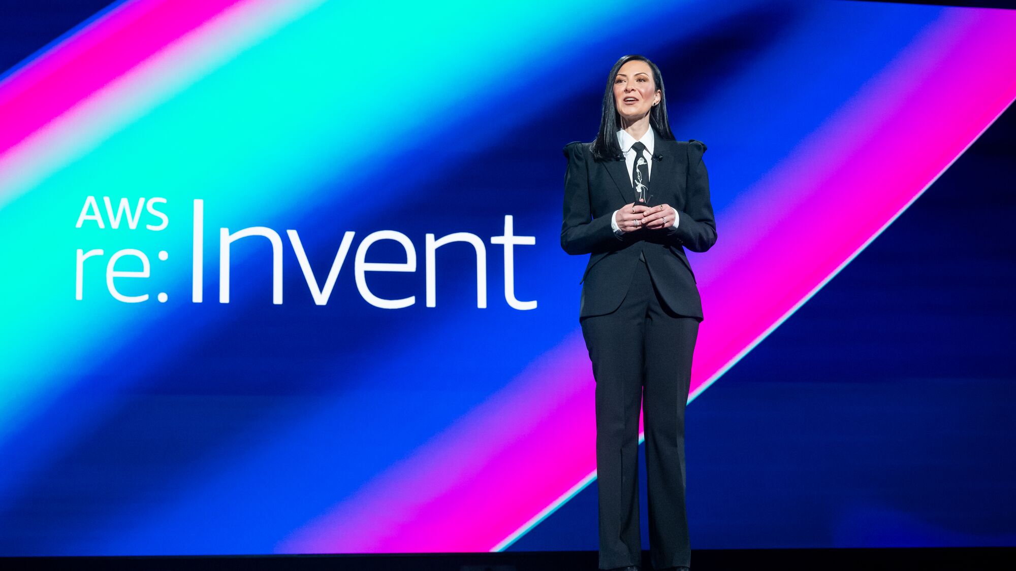 Dr. Ruba Borno, VP, Global Specialists and Partners, AWS, on stage at re:invent 2024