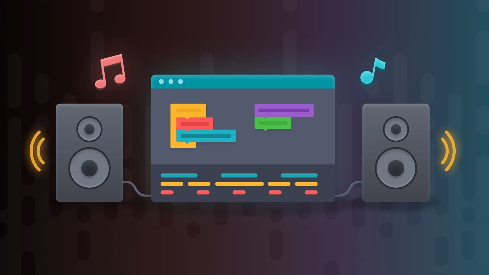 A computer screen and two speakers