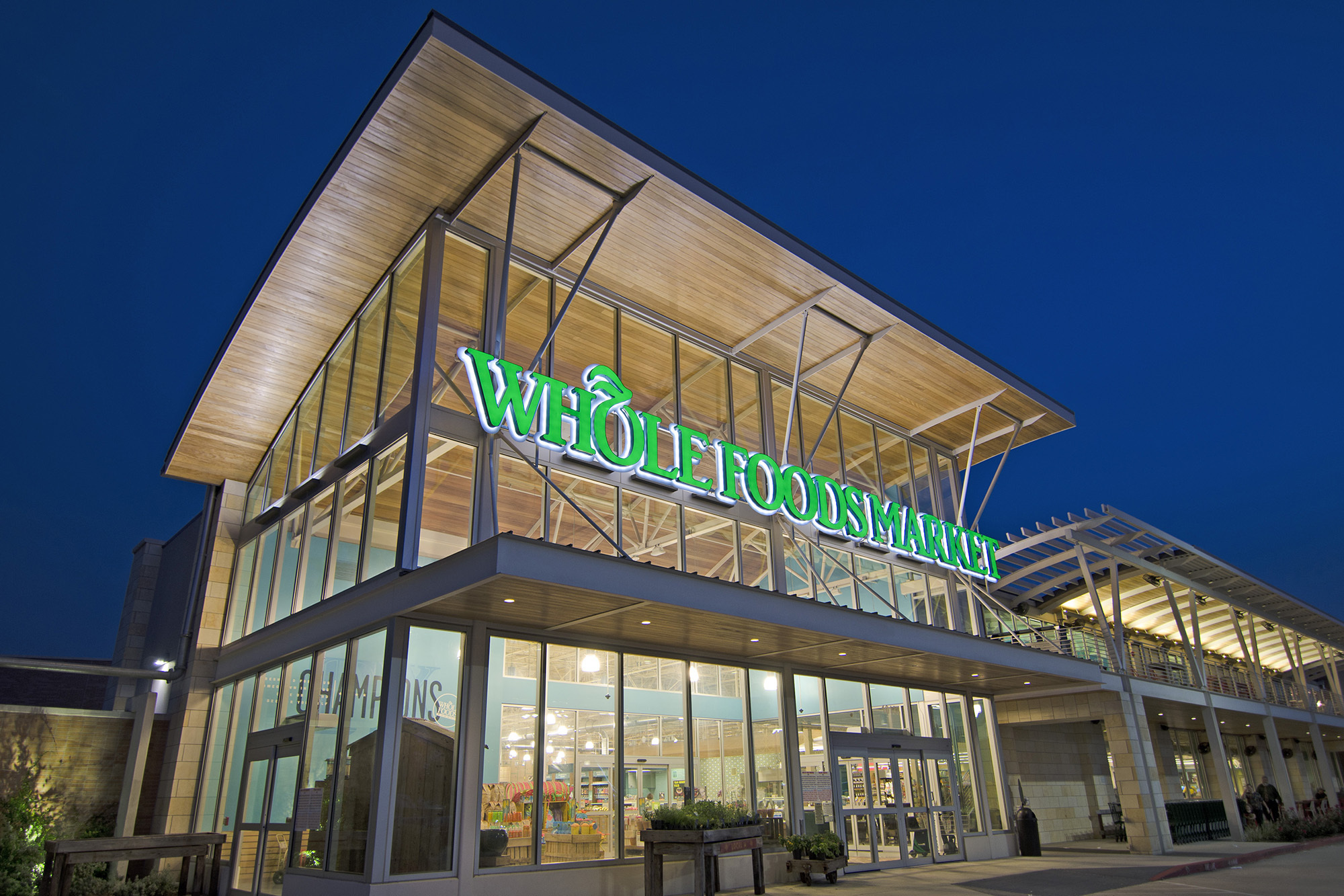 An image of the outside of a Whole Foods Market store