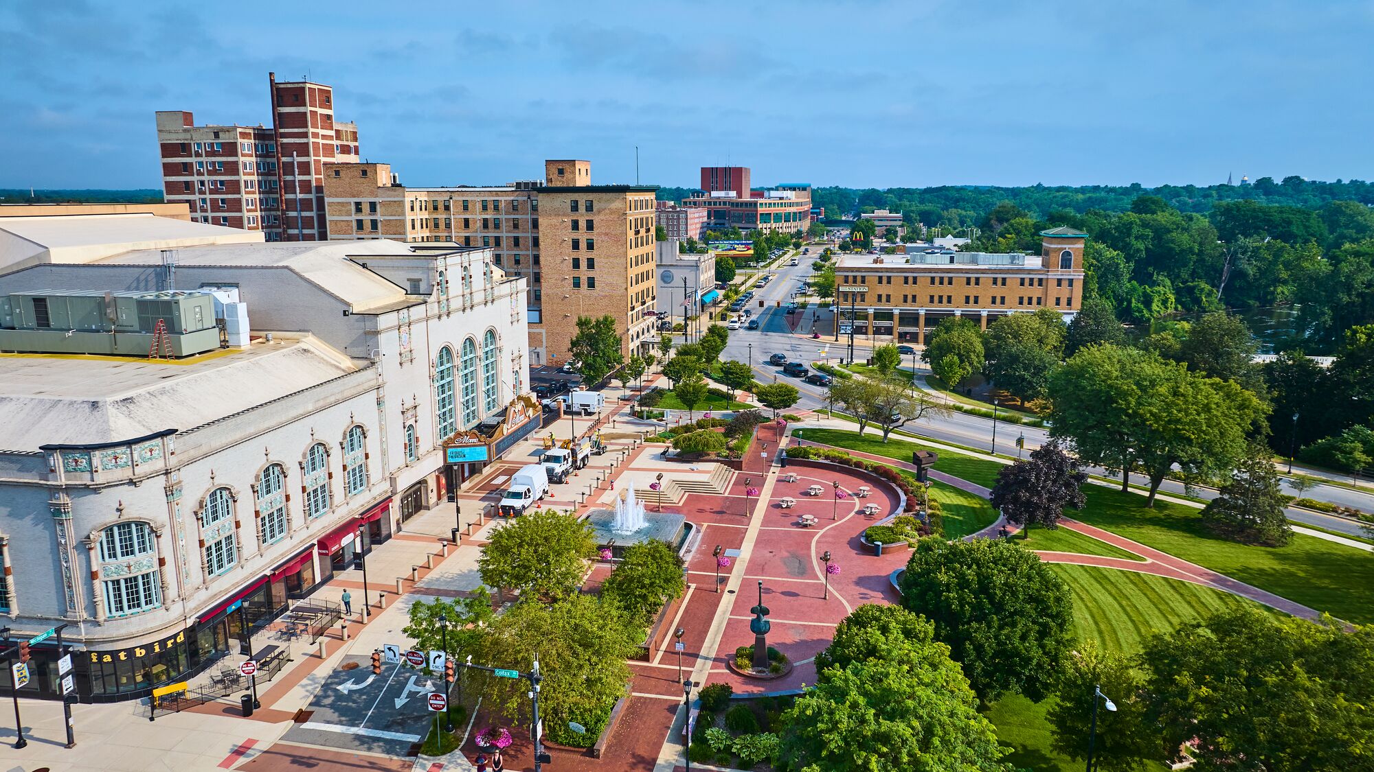 An aerial photo of South Bend, Indiana