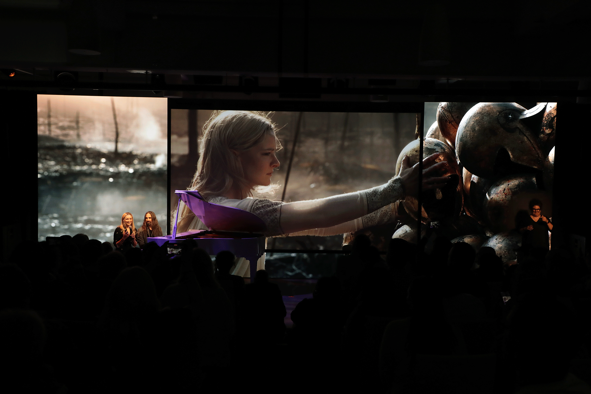 An image of cast members from the lord of the rings the rings of power at a cast event in los angeles