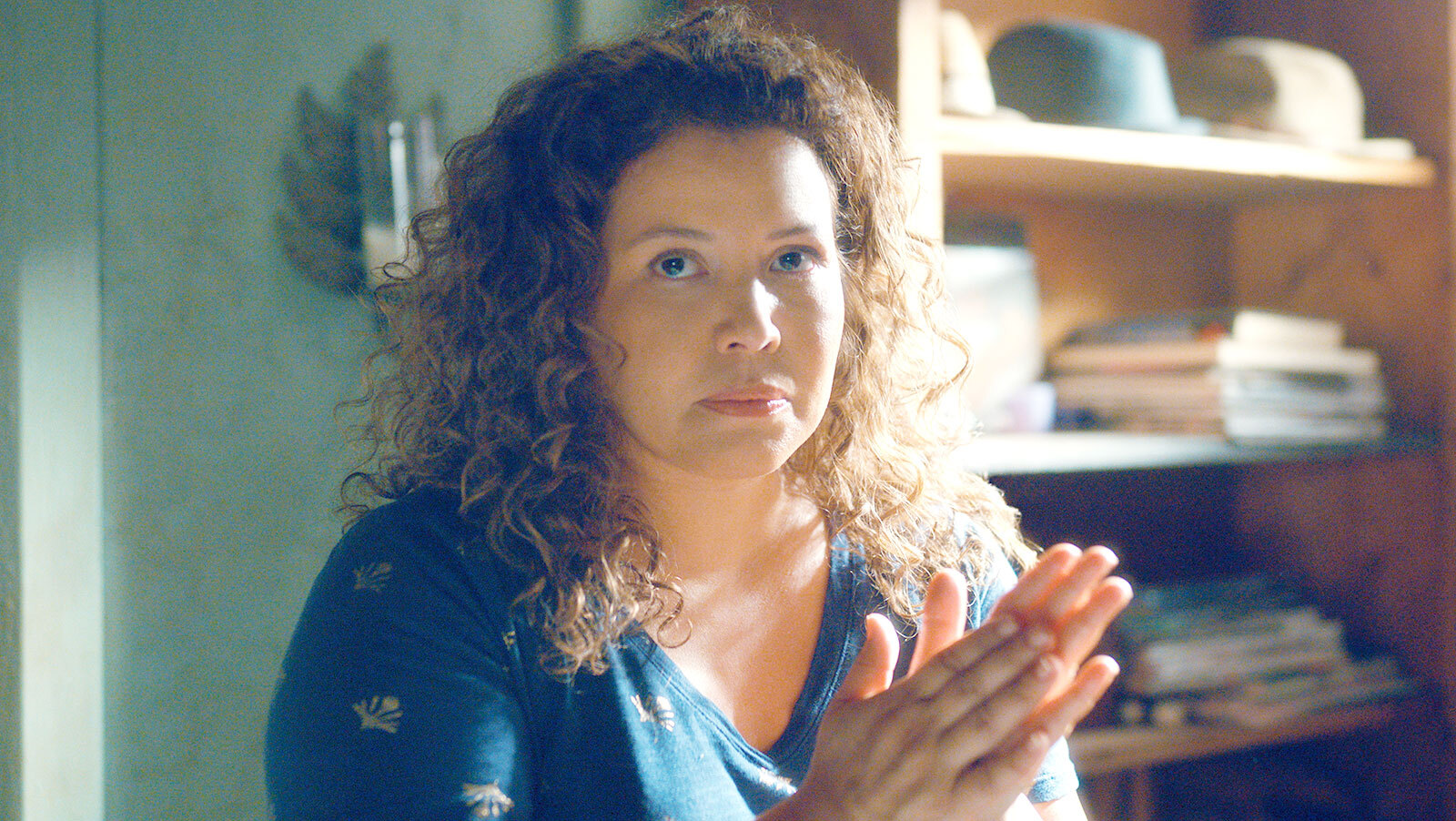 An image of Justina Machado in a scene from the new Prime Video horror series, The Horror of Dolores Roach.