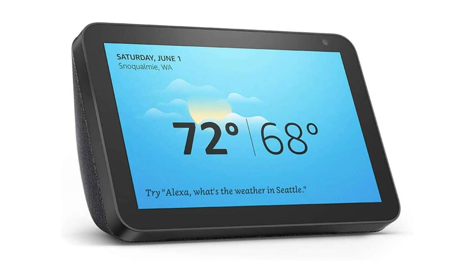 Amazon Echo Show 8 smart display on a kitchen counter