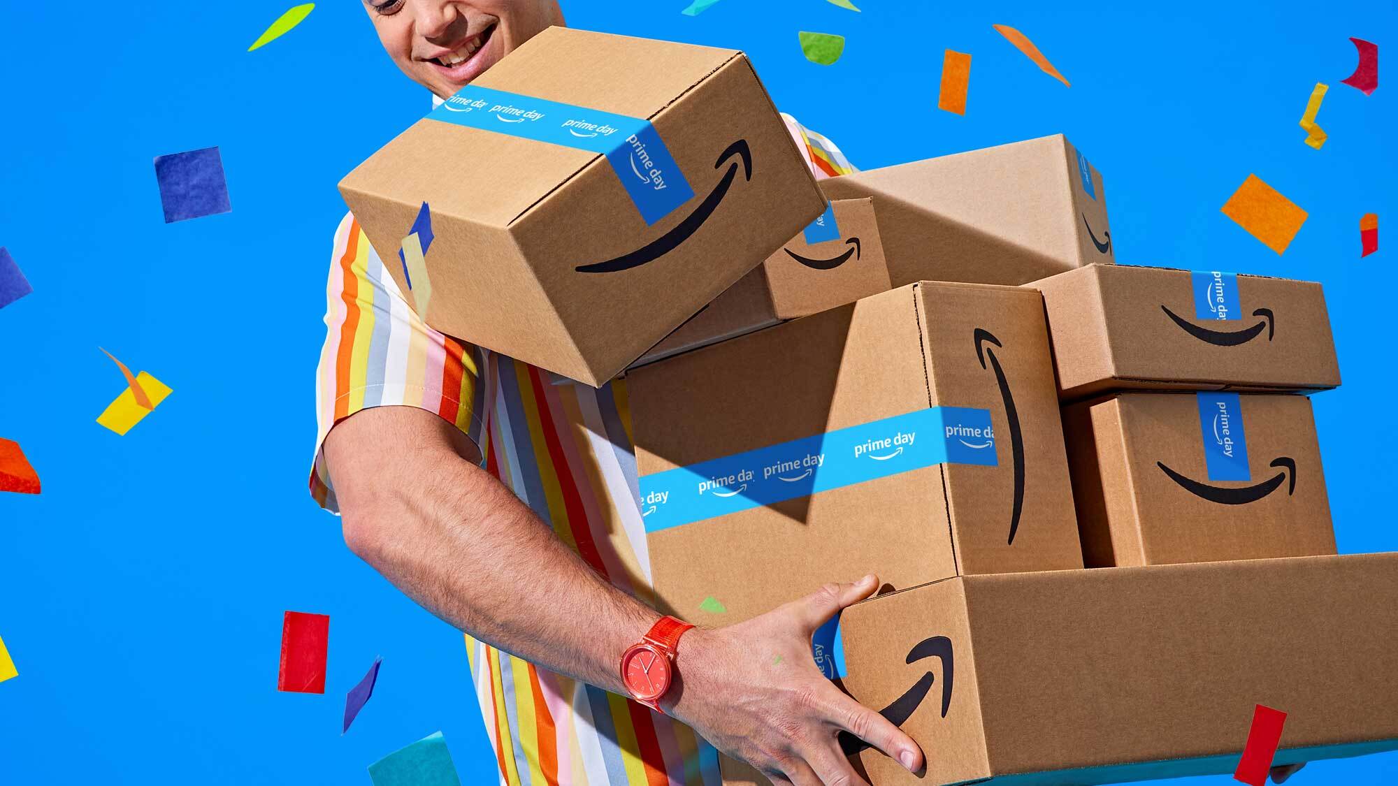 An illustration showing people shopping on Prime Day