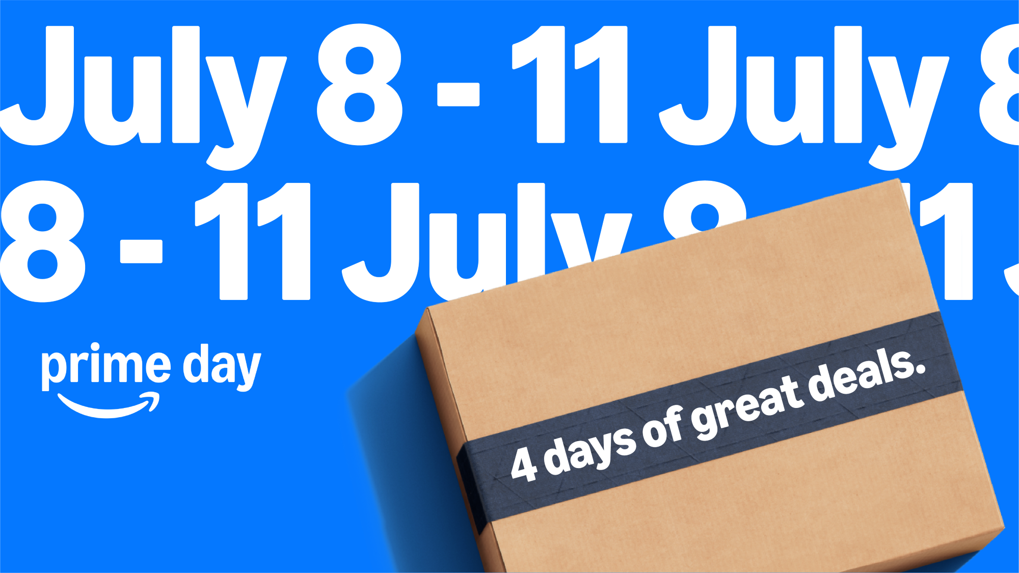 Amazon Prime Day date announcement on an Amazon delivery box