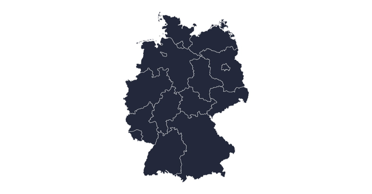 Map of Germany with regional borders