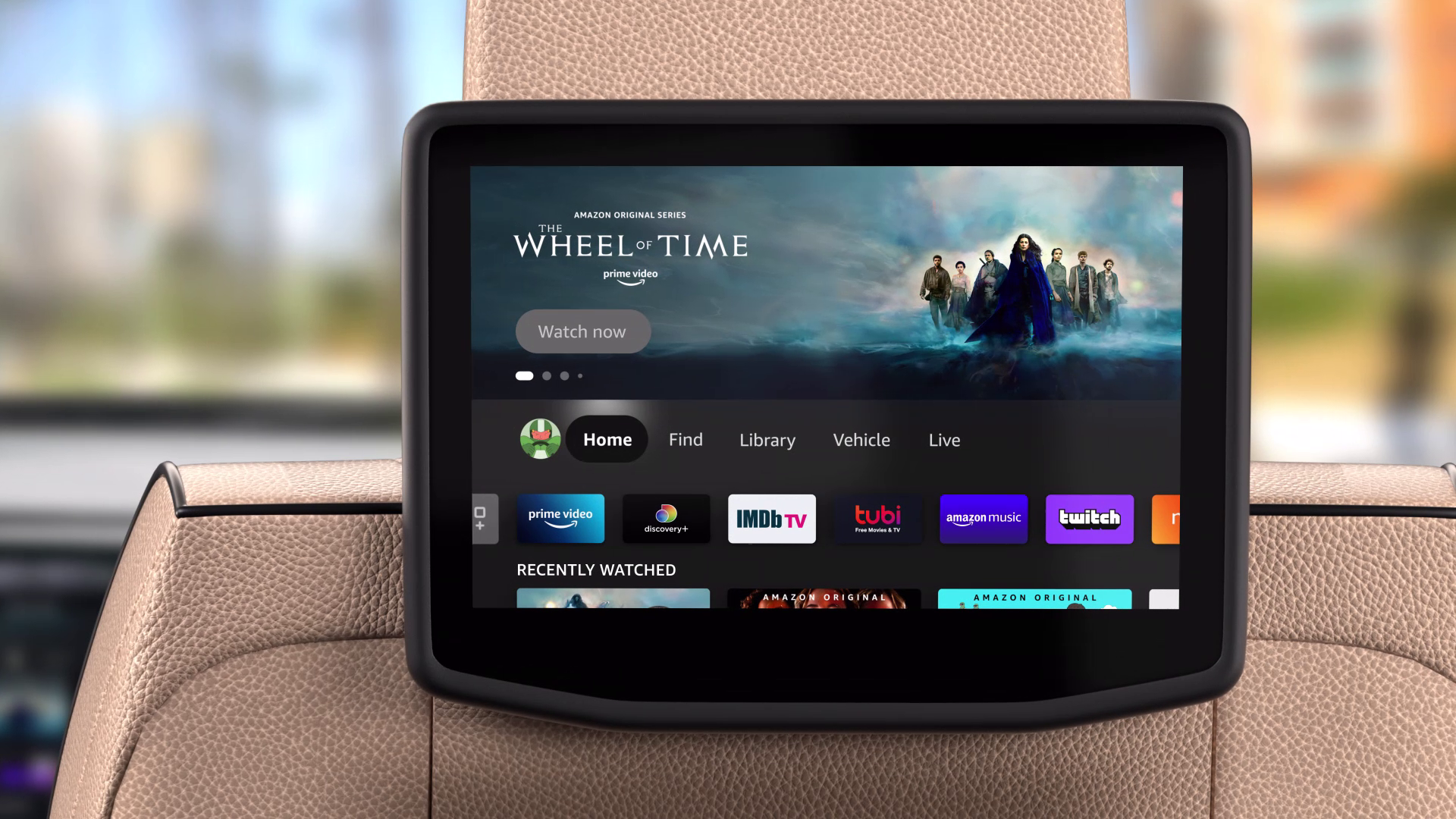 An Amazon Auto screen in a new vehicle