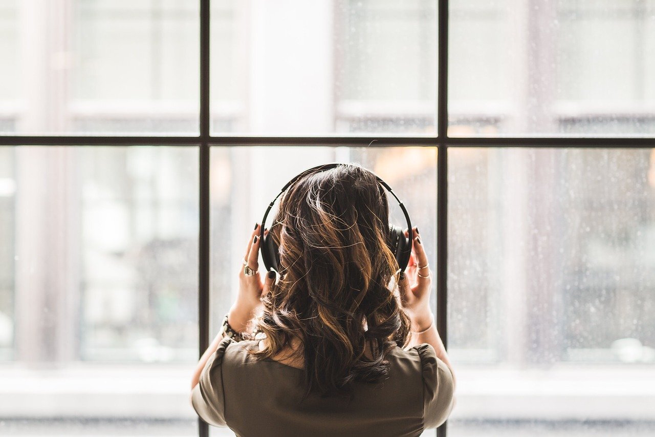 Girl wearing headphones