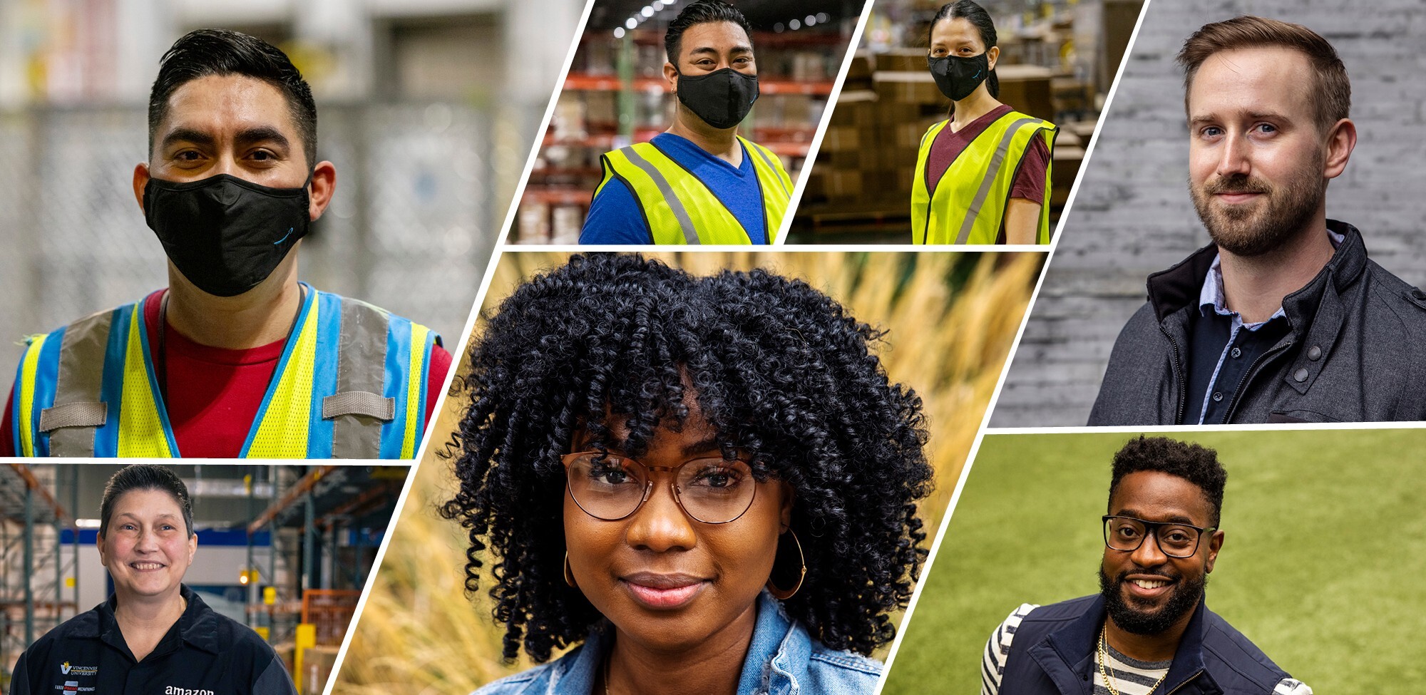A collage of employee portraits.