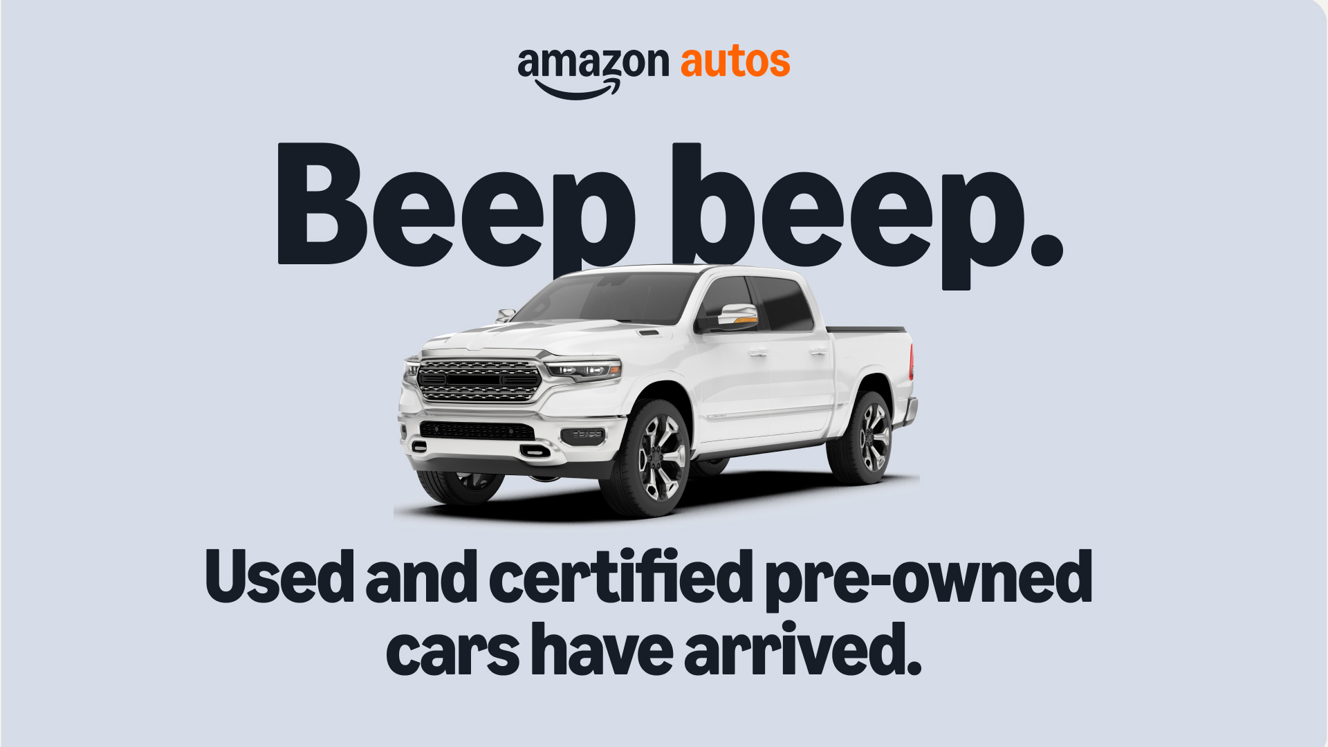 Amazon Autos promotion for certified pre-owned cars with truck image