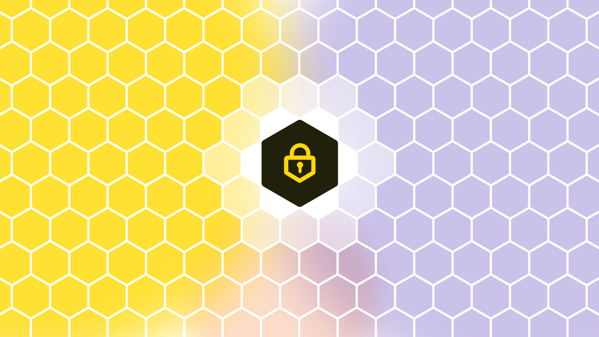 An illustration of honeycomb, with a symbol of a padlock placed in the center.