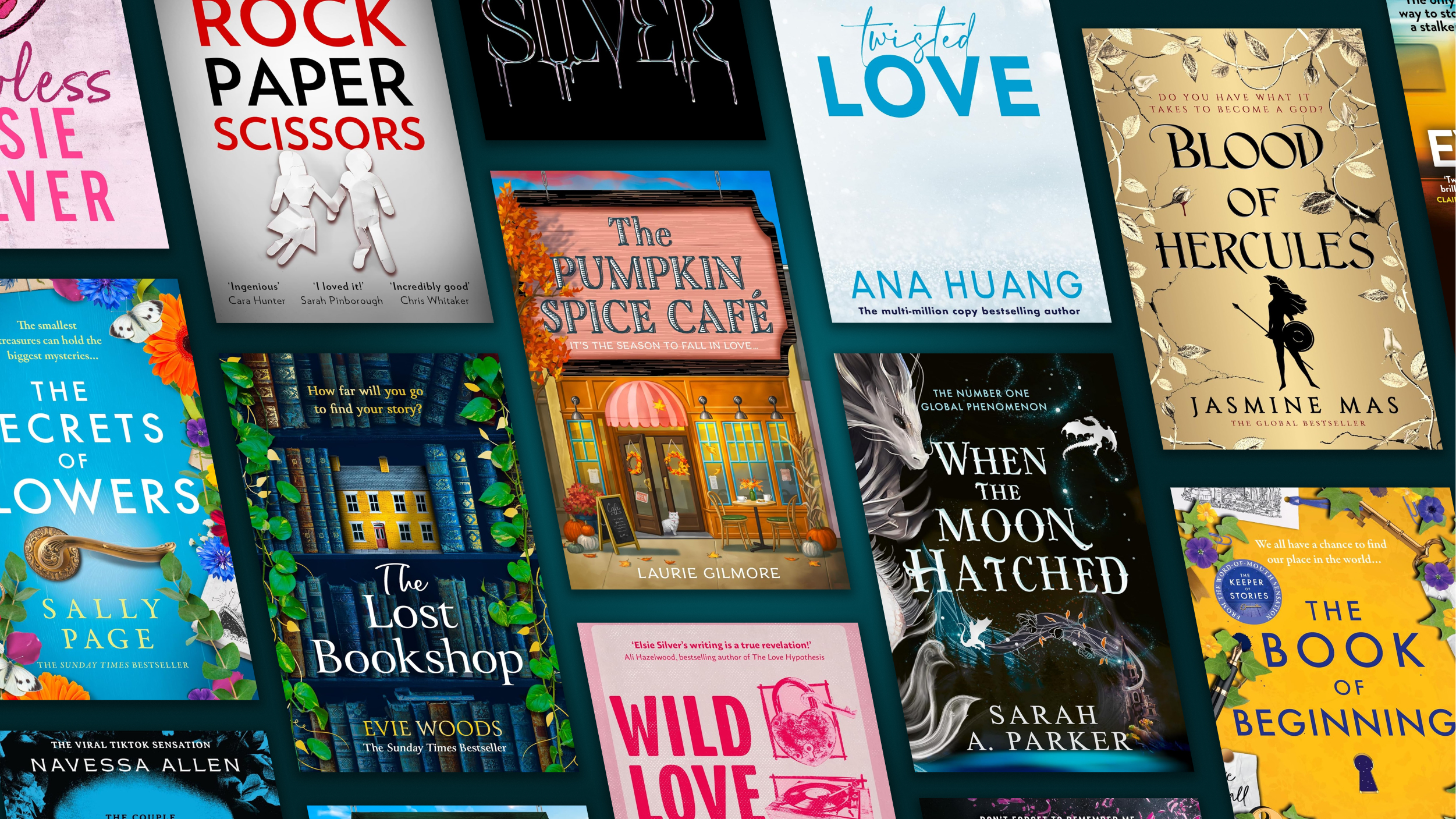 Collage of book covers featuring various genres and authors