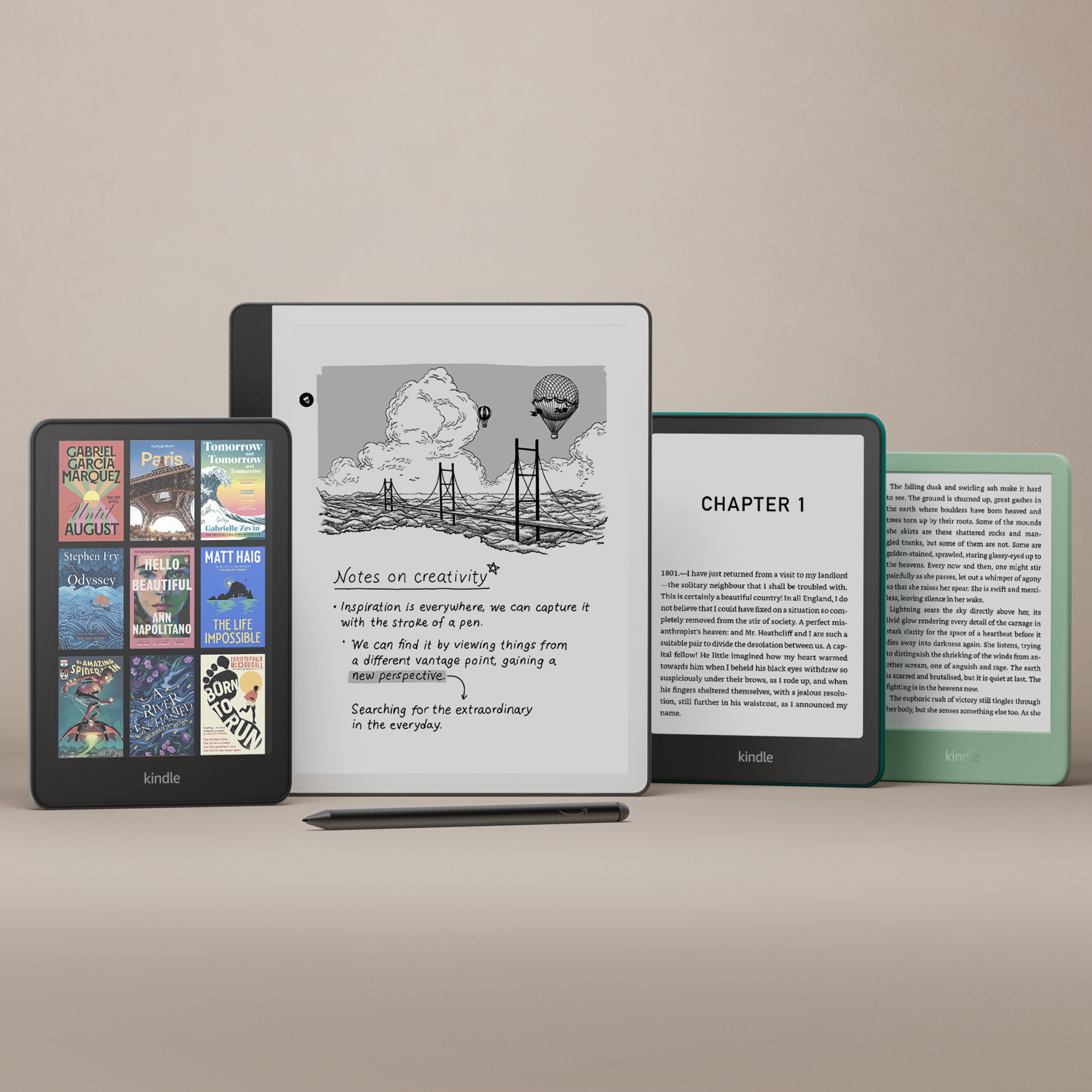 The lineup of the four new additions to the Kindle family