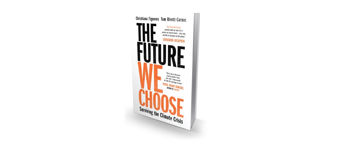 A render of Christiana Figueres' book, The Future we choose