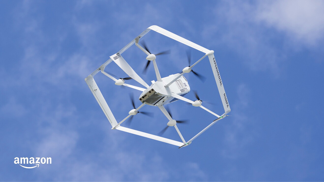 MK27-2 drone flys in the air. It has a hexagonal design and propellers.