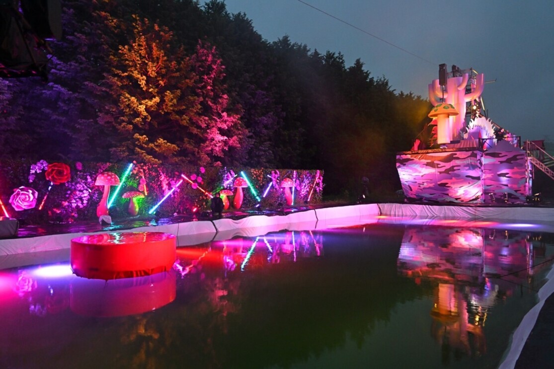 An obstacle course from the physical challenge show Takeshi's Castle