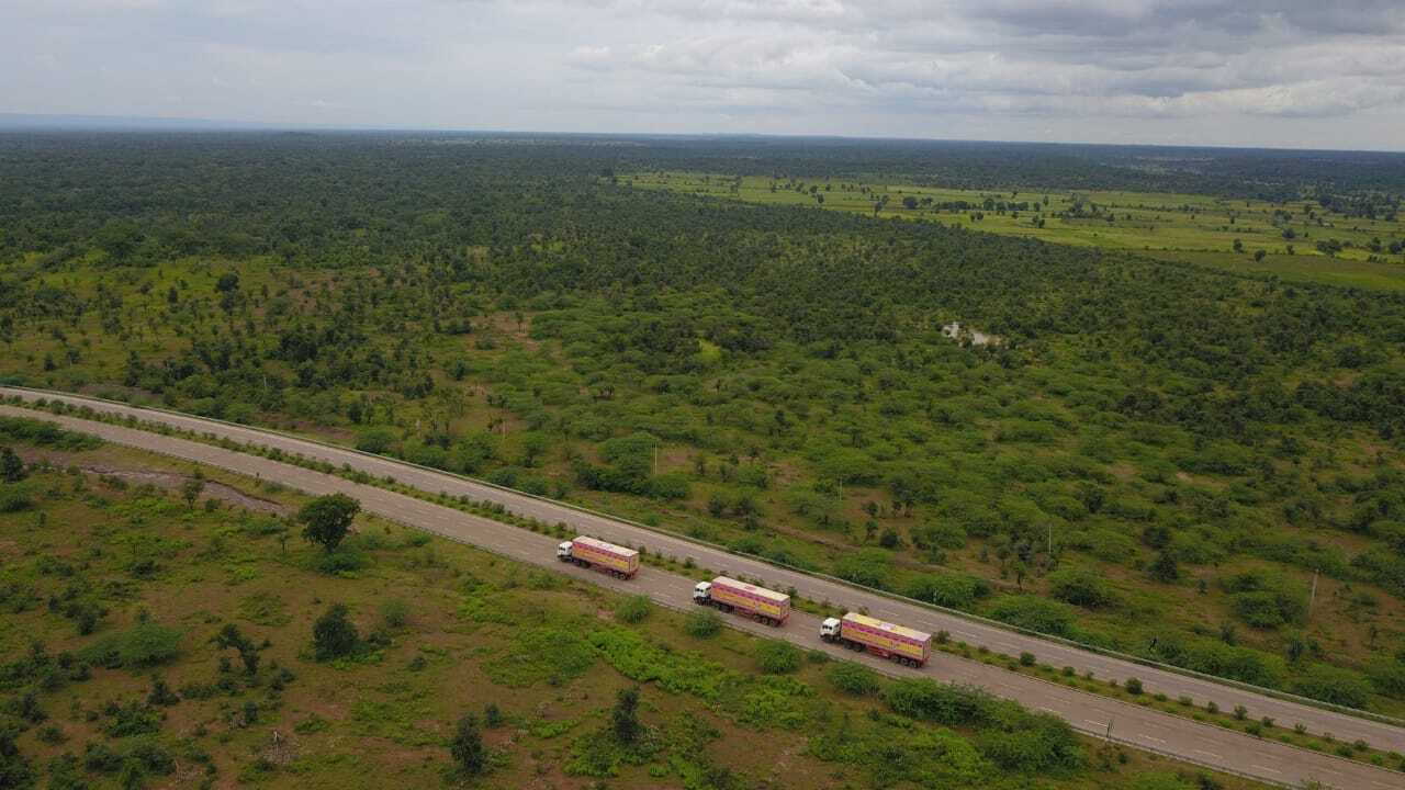 Trucks on highway to Indore