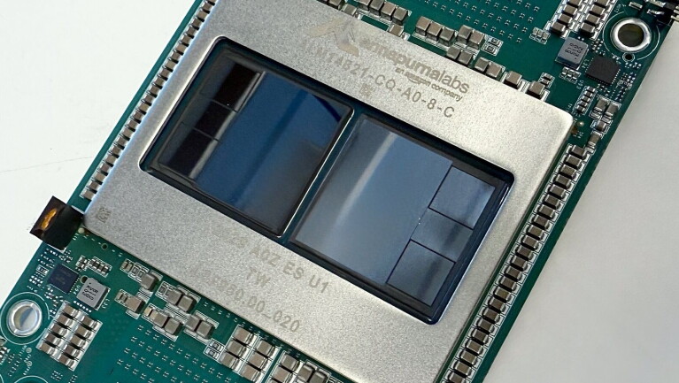 AWS Trainium 3 AI chip on a green circuit board