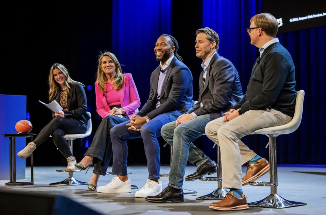 Larry Fitzgerald discusses AWS and NFL partnership during a panel at re:Invent.