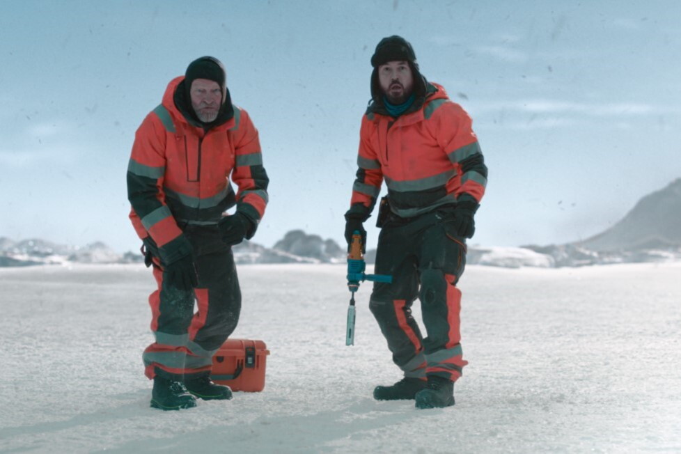 Iain Glen and Martin Compston in the arctic circle in The Rig season 2