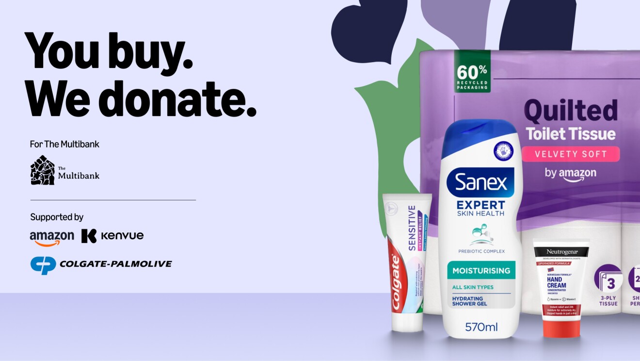 Charity campaign: You buy, We donate, featuring toiletries and household products
