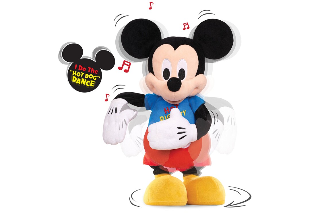 A Mickey Mouse Clubhouse Hot Diggity Dance and Play plush toy with a light up t-shirt, that dances and plays the iconic Hot Dog song.