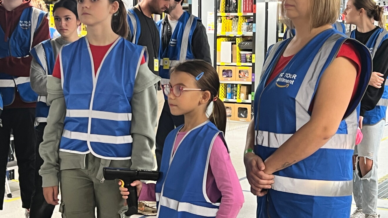 Amazon employees with their children