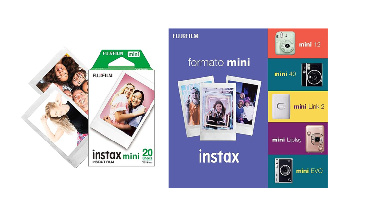 Produktpack des instax mini Films, erhältlich bei amazon.de