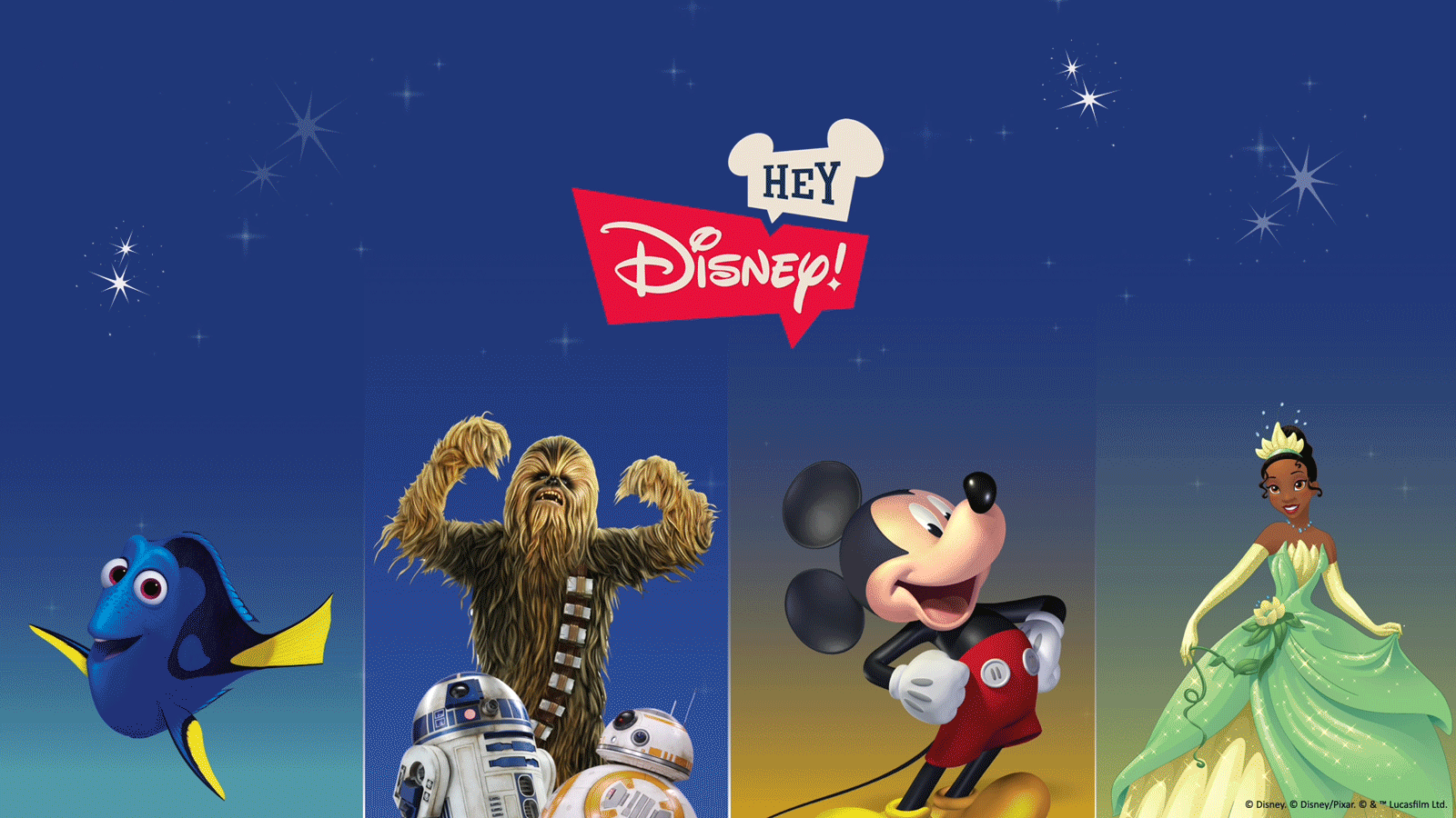 A composite image of Disney characters