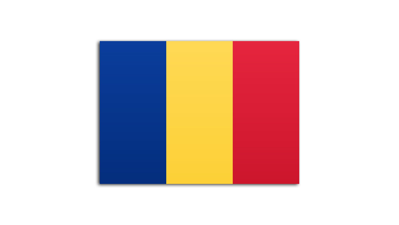 Flat flag of Romania on a white background