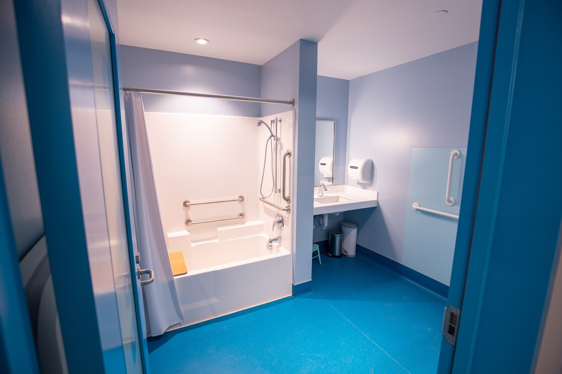 Interior view at the new Mary's Place shelter in The Regrade neighborhood of Seattle.