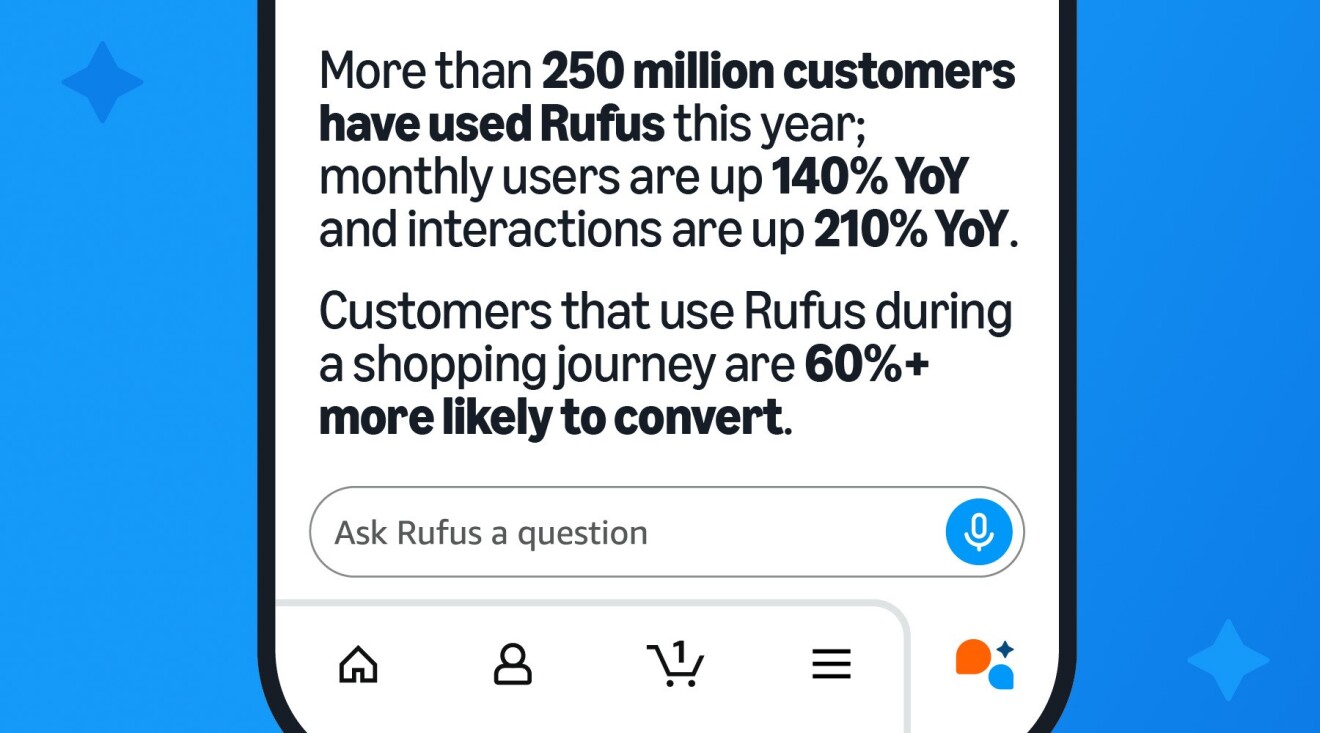Rufus usage statistics: 250M customers, 140% monthly growth, 210% interaction increase